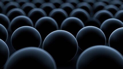 Obraz premium Uniform Arrangement of Black Spheres on Dark Background Creating an Abstract and Minimalist Visual for Your Creative Projects