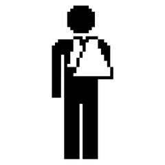 Pixel injured icon vector. Perfect for representing health, first aid, or medical-related concepts. A unique icon that merges a classic medical symbol with a pixelated, digital aesthetic.