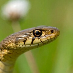 Fototapeta premium Snake head close-up in natural habitat
