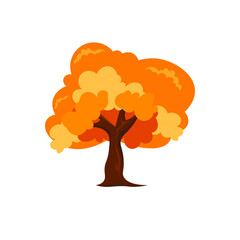Autumn Tree Vector Illustration with Orange and Yellow Leaves