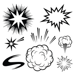 Comic speech bubbles and explosion effects