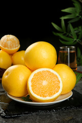 Fresh Orange Citrus Fruits on Plate - Healthy Vitamin C Rich Snack Food Photography