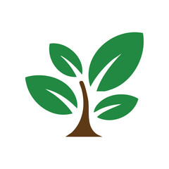 Minimalist Tree Illustration With Green Leaves And Brown Trunk For Eco Friendly Designs And Sustainable Projects