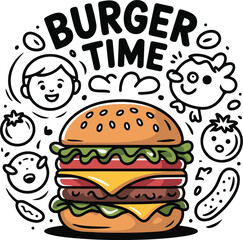 silhouette vector set of burger icon 