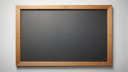 Detailed white chalkboard with wooden frame on a plain background