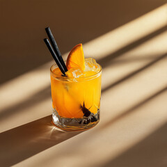 orange cocktail with ice