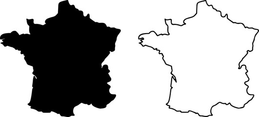 France country border map outline and silhouette vector graphic isolated image decal	
