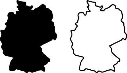 Germany country border map outline and silhouette vector graphic isolated image decal	