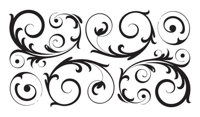 Decorative Floral Ornaments Swirls Flourishes Vector Illustration Black And White Elegant Design Elements Vintage Style Collection For Invitations Greeting Cards And Design Projects