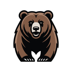 Mascot Illustration Of A Cute Cartoon Brown Bear Standing Upright Front View Ready For Branding And Design Projects Isolated On White