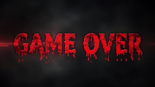 Scary Horror Game Over Text Animation with Glitch Effect