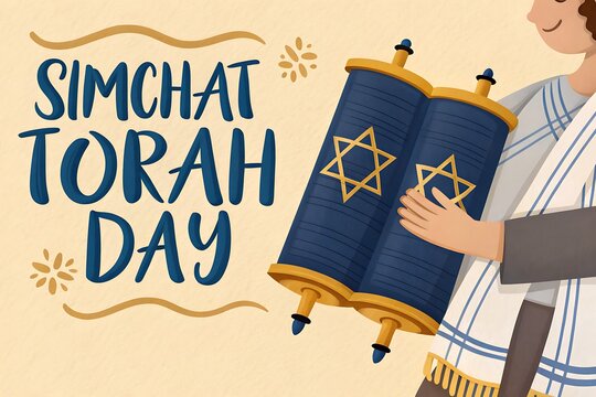 Celebration of Simchat Torah with Torah Scroll Held by an Attendee

