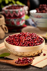 Freshly Harvested Red Kidney Beans in Bamboo Basket - Guizhou Farmers Market Produce