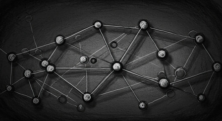Monochrome Network Structure on Textured Gray Background