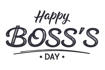 Elegant Happy Boss's Day Design With Decorative Text and Flourish Illustrations

