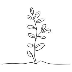 Simple hand drawn line art of a growing plant sprout