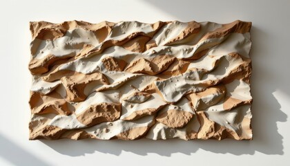 Obraz premium a high resolution eco acoustic panel produced from buoy remnants, highlighted by lightweight modular form, treated with natural resins, displayed on clean white with minimal shadow.
