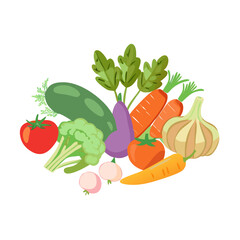 fresh vegetables on white