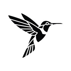 Black silhouette of a hummingbird in flight
