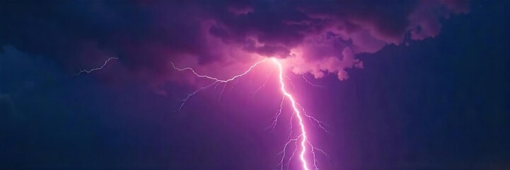 Dramatic bolts of lightning striking a dark stormy sky, illuminating the clouds with intense light and power A breathtaking natural phenomenon captured in high resolution , nature, power