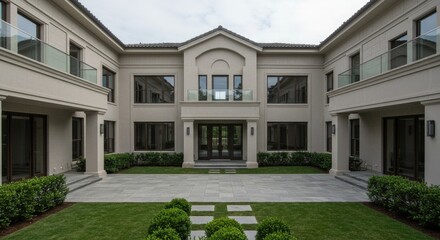 Modern Luxury Mansion Exterior With Glass Balconies