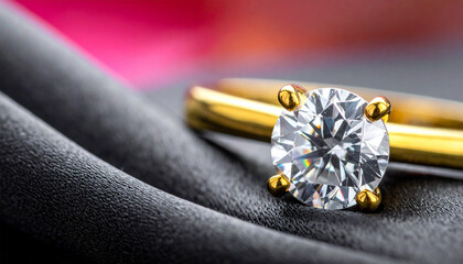 Elegant Diamond Ring on Silk: A stunning diamond ring, its brilliance accentuated against the soft folds of luxurious silk. This image captures the essence of elegance and romance.