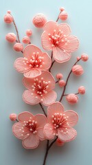Beautiful pink cherry blossom branch design.