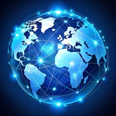 world map on blue background