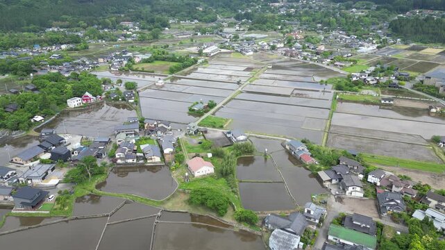 May 15 2024 rice field from Yufuin town, Oita Prefecture, Kyushu, Japan