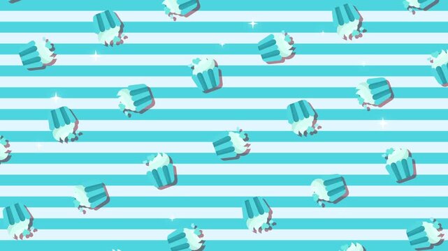 Fun and playful seamless pattern featuring sweet cartoon-style cupcakes on a simple cute background