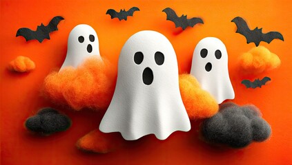 Obraz premium Halloween Ghosts and Bats Decoration