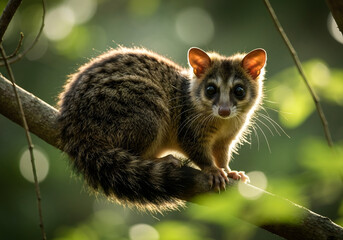 Fototapeta premium Backlit Common Palm Civet on Branch