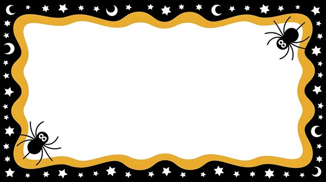Decorative Halloween frame template with celestial stars and crescent moons