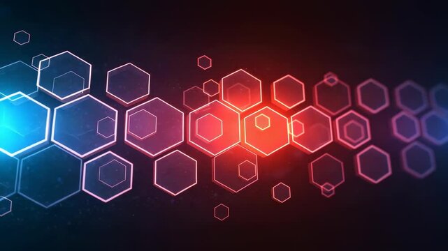 Red And Blue Hexagonal Grid Pattern On Dark Background