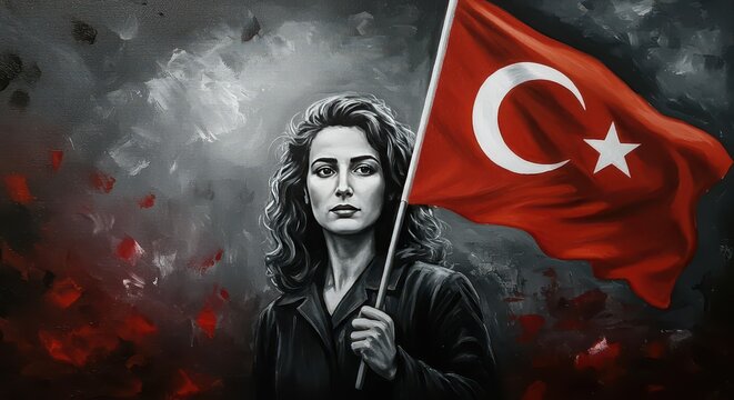 Patriotic Portrait: A resolute individual stands proudly, holding aloft a vibrant flag of a country. A powerful symbol of national pride, culture and identity.