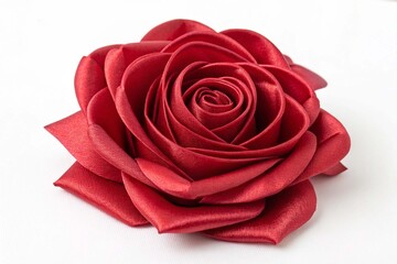 Red textile rose for decoration isolated on white background