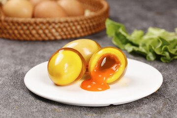 Golden Soft Boiled Eggs with Runny Yolk on White Plate Kitchen Food Photography