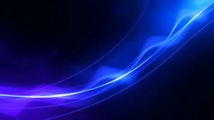 Vibrant blue and purple light trails swirling in a dark space, creating a futuristic and abstract atmosphere.