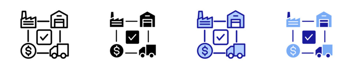 Supply Chain Management  Icon Set Multiple Style Collection
