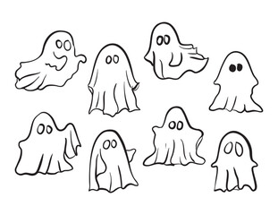 Cute Ghost Set Illustration for Halloween Design