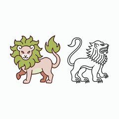 Heraldic Lion Mascot Icon Set Vector Illustration