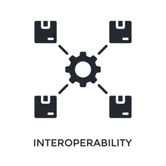 Interoperability Icon Glyph Style. Vector Illustration For Graphic Design