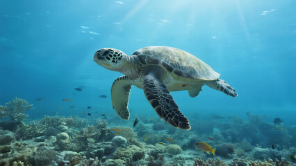 Fototapeta premium green sea turtle swimming