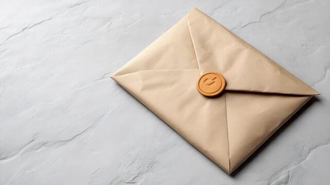 Sealed brown envelope on textured grey surface