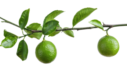 Lime on branch isolate on transparency background