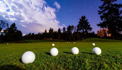 Golf balls on a night course