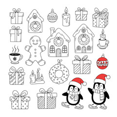 Delightful christmas collection of hand drawn festive ornaments and decorations perfect for holiday crafting projects