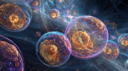 Abstract Glowing Spheres In Space