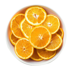 Fototapeta premium Sliced pieces of Orange in bowl top view isolate on transparency background