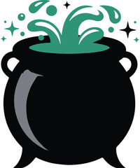 Bubbling Potion Cauldron Halloween Silhouette Vector